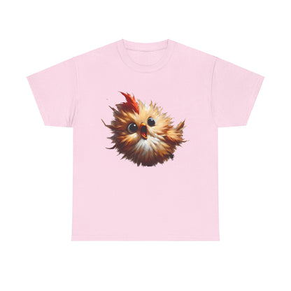 Explosive Joy Tee - Cartoon Bird Edition featuring a delightful cartoon bird on a pink unisex cotton tee, a playful and luxurious fashion statement.