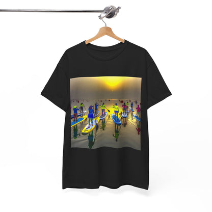 Versatile wear options of the Delightful Paddle Boarding Scene T-Shirt by Dazzling Dreams Studio, perfect for both water activities and casual outings.