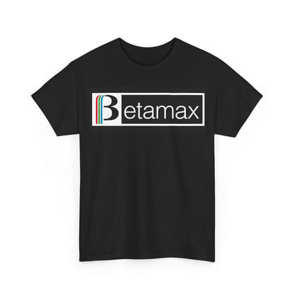 Unisex Vintage Betamax Logo Graphic Tee - Retro Casual Wear for Nostalgic Enthusiasts, highlighting a stylish front view of the tee with Betamax branding.