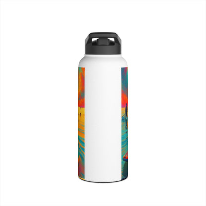 Chic Fantasy Paddleboarding Stainless Steel Water Bottle adorned with a stunning paddleboarding landscape, ideal for the sophisticated adventurer.