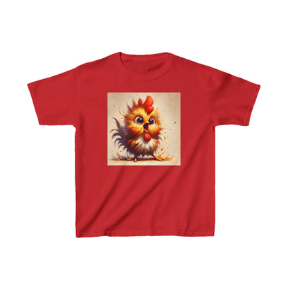 Child's Unisex Cartoon Bird Graphic Cotton Tee in red showcasing an adorable cartoon bird graphic, ideal for fashionable children's wear.