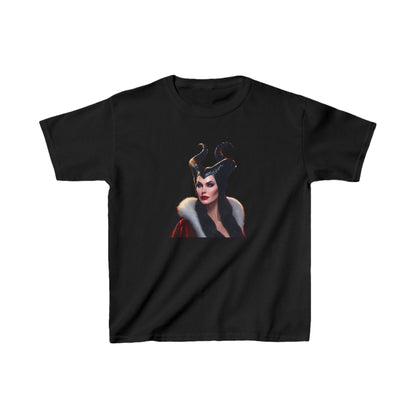 Maleficent Kids Tee featuring a captivating design of the iconic character with dramatic horns, available in black, made of premium cotton for ultimate comfort and style.
