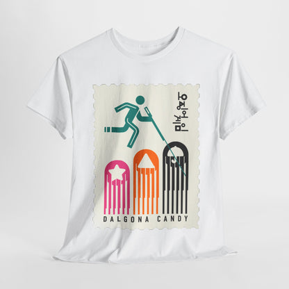 Luxurious unisex graphic T-shirt featuring a unique Dalgona Candy design inspired by survival games, perfect for making a stylish statement.
