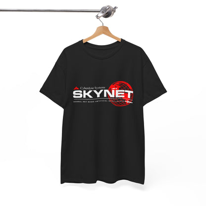 Skynet Terminator Graphic Cotton Funny Mens Womens Unisex Tee Shirt featuring the iconic Skynet logo from the Terminator saga, perfect for sci-fi enthusiasts.