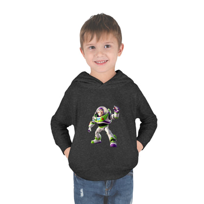Charming young child wearing a Buzz Lightyear Toy Story hoodie in grey, radiating joy and style for ages 2-5 years.