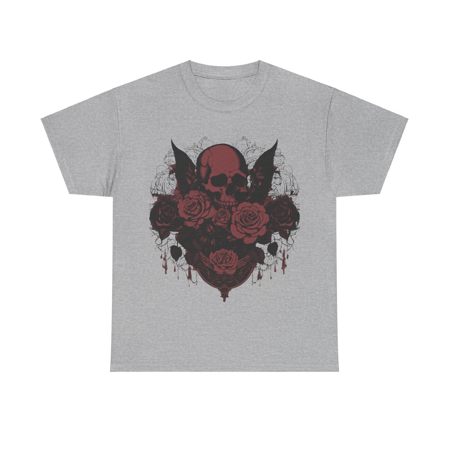 Skulls and Roses Cotton Tee, Unisex Graphic Shirt, 7 color choice