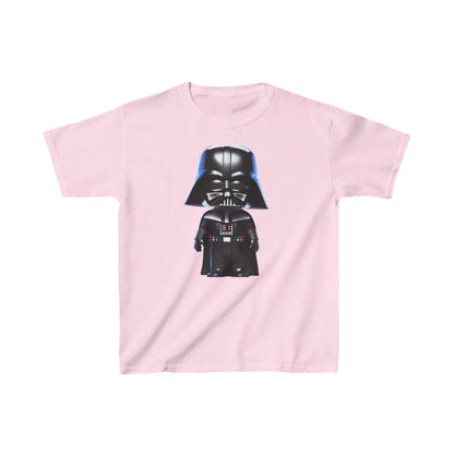 Kids Cute Darth Vader T-shirt Heavy Cotton Tee in soft pink, featuring an adorable cartoon design of Darth Vader, perfect for young Star Wars enthusiasts.