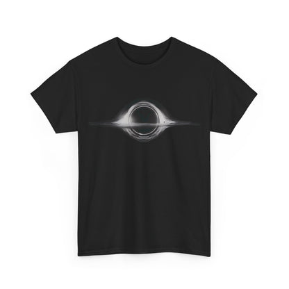 Refined front view of the Interstellar Black Hole Graphic Tee, featuring a striking design that appeals to modern urbanites.