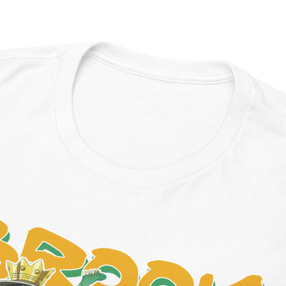 Close-up of a premium white t-shirt collar, highlighting the exquisite craftsmanship and attention to detail in the anime-inspired Brook design.