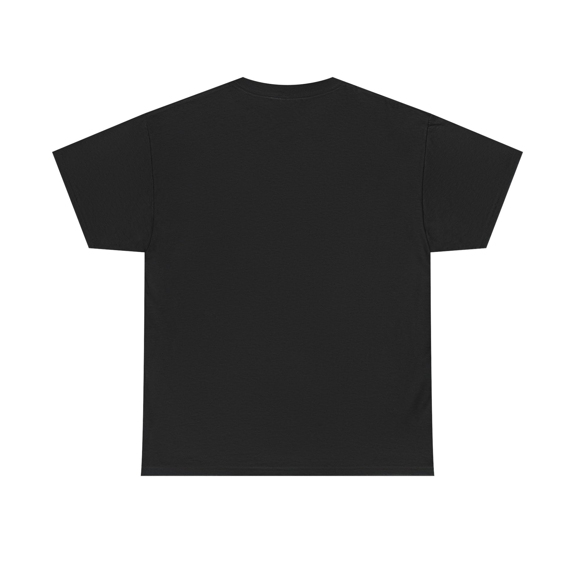 Refined back view of a black men's t-shirt, exuding a modern and sleek style for motorcycle lovers.