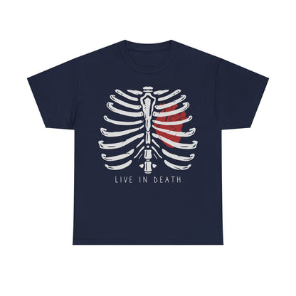 "Live in Death Men's T-Shirt: Bold Ribcage Heart Design, Stylish Unique Apparel"