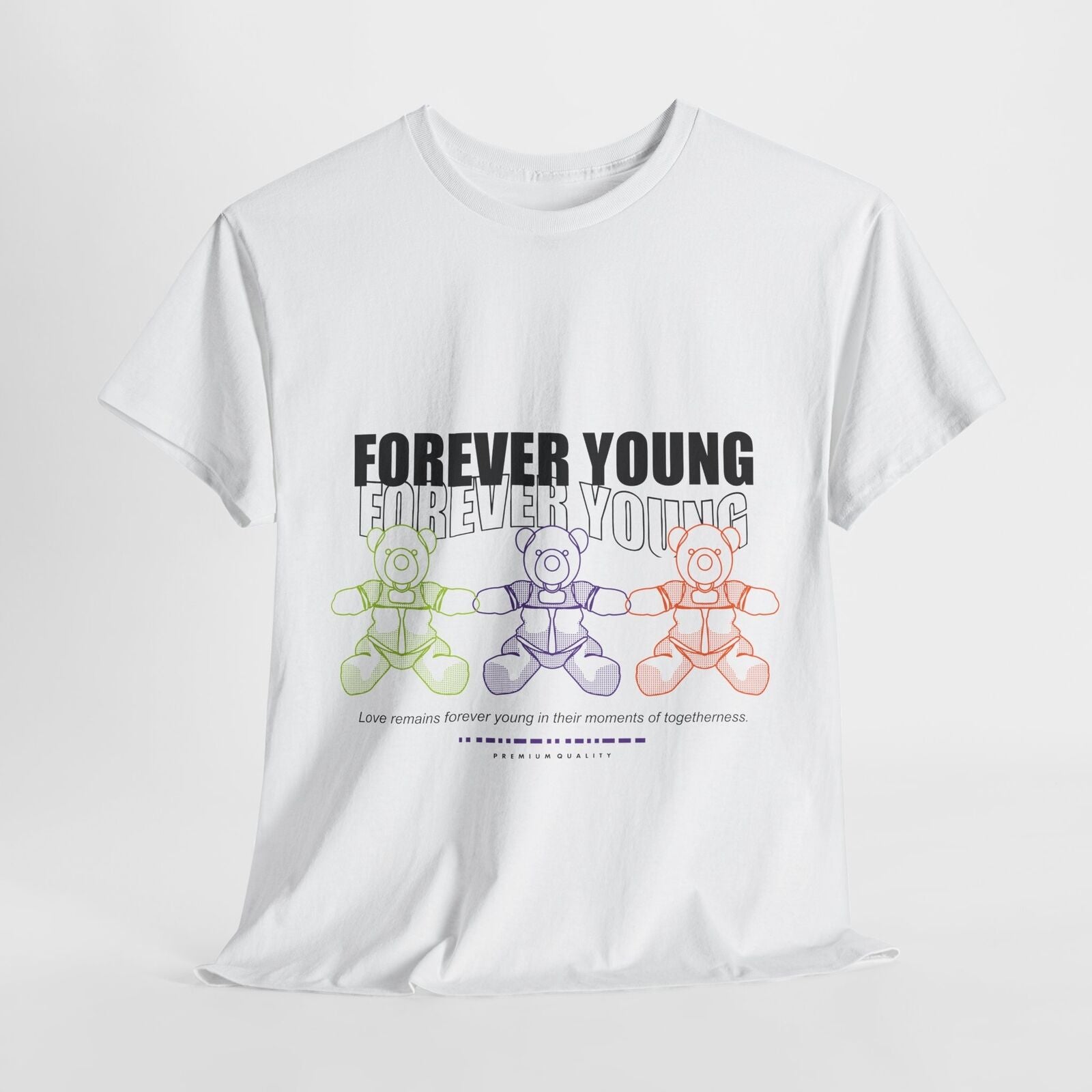 Forever Young Men's T-Shirt: Trendy Graphic Tee with Playful Teddy Bears Design