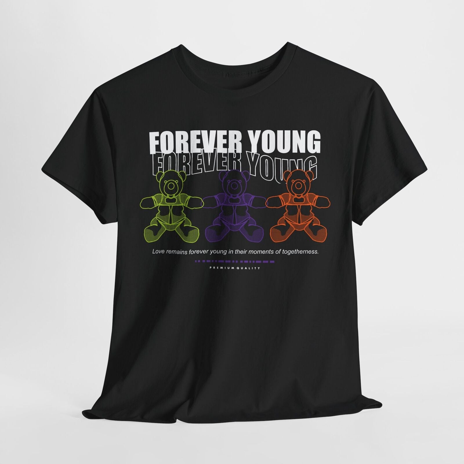 Forever Young Men's T-Shirt: Trendy Graphic Tee with Playful Teddy Bears Design