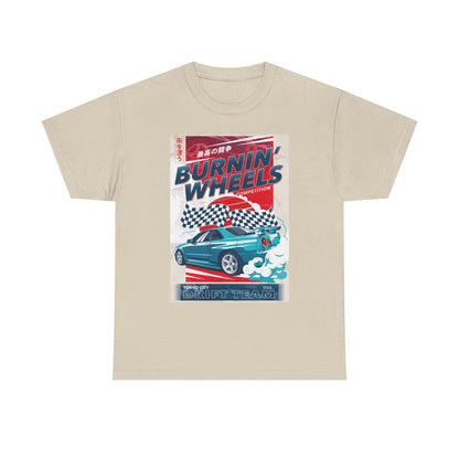 Rev Up Your Style BURNIN' WHEELS Competition T-Shirt for Racing Enthusiasts!