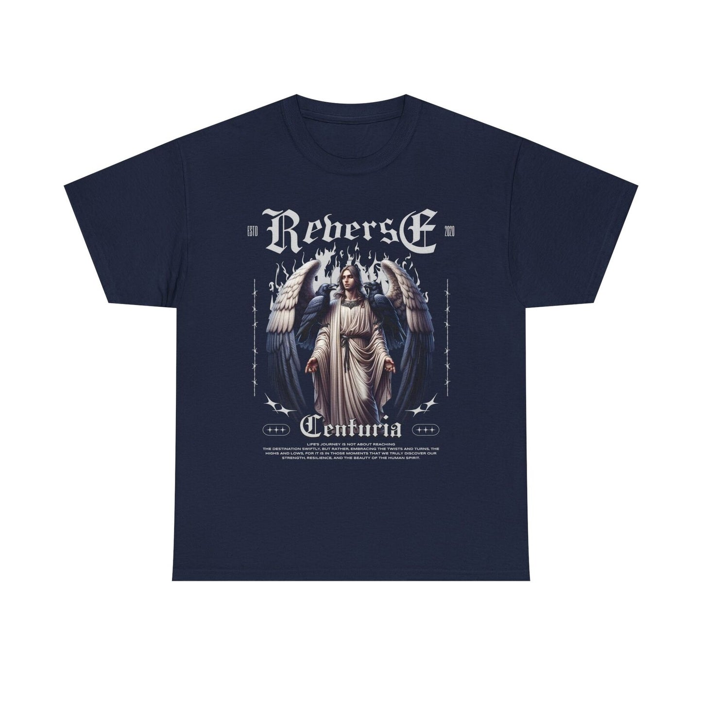 Men's T-Shirt Featuring Angelic Illustration Ravens, Gothic Style, Unique Design