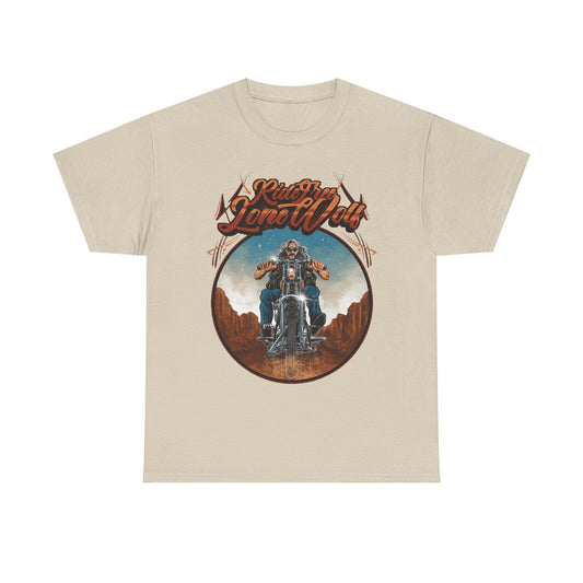 Ride Free Lone Wolf Motorcycle T-Shirt: Bold Graphic Design Adventurous Souls