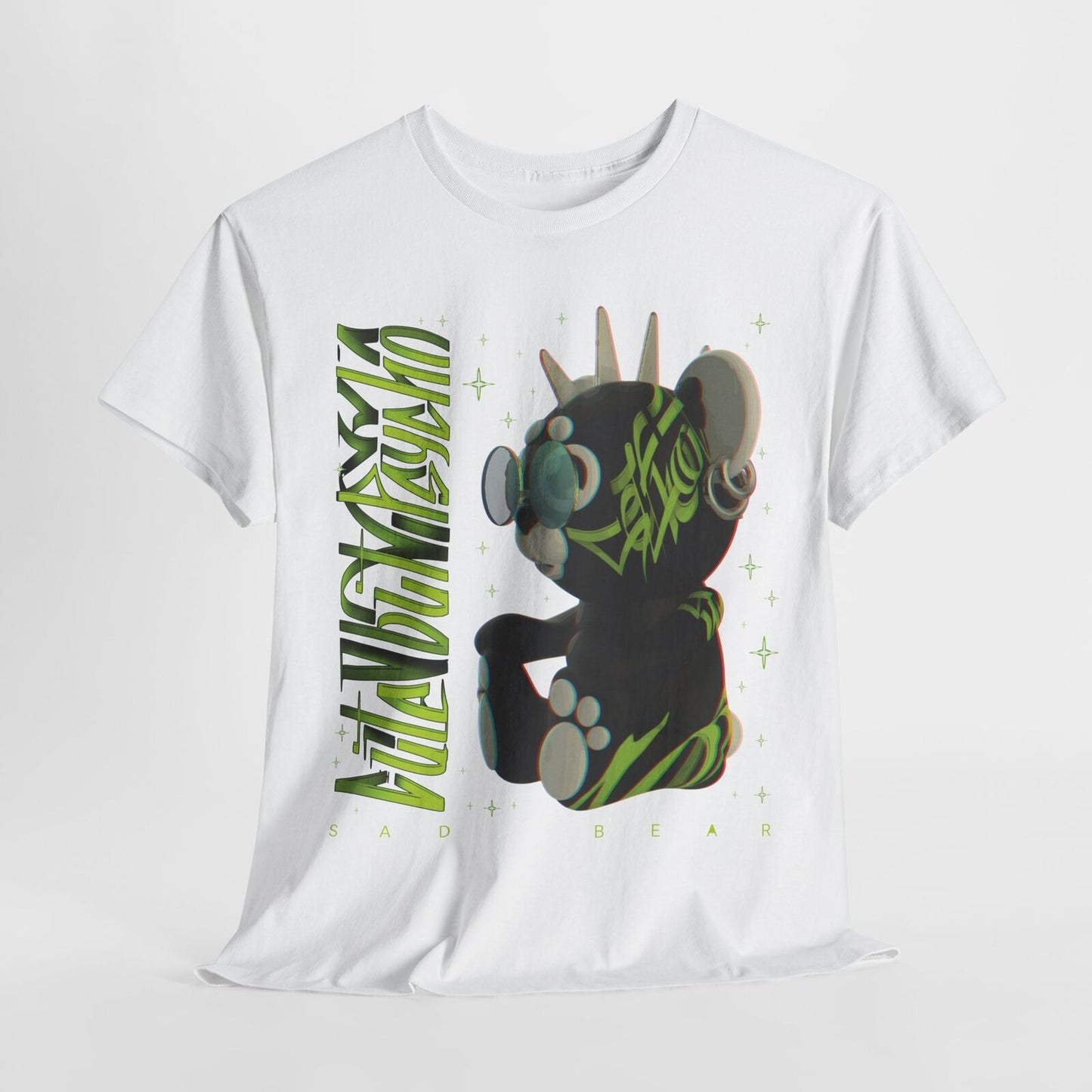 Edgy Punk Bear T-Shirt: Bold Neon Design for Rock Lovers and Trendsetters!