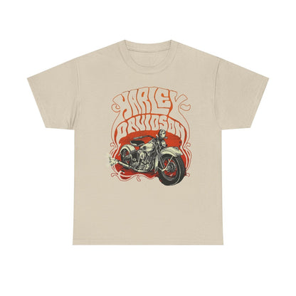 Ride the Dream: Bold Harley-Davidson Motorcycle T-Shirt with Psychedelic Flair