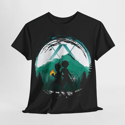 Anime-Inspired Men's T-Shirt Featuring Hunter x Hunter Characters in Silhouette