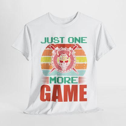 "Funny Retro Gamer Men's T-Shirt Viking Skull Graphic with 'More Game' Design!"