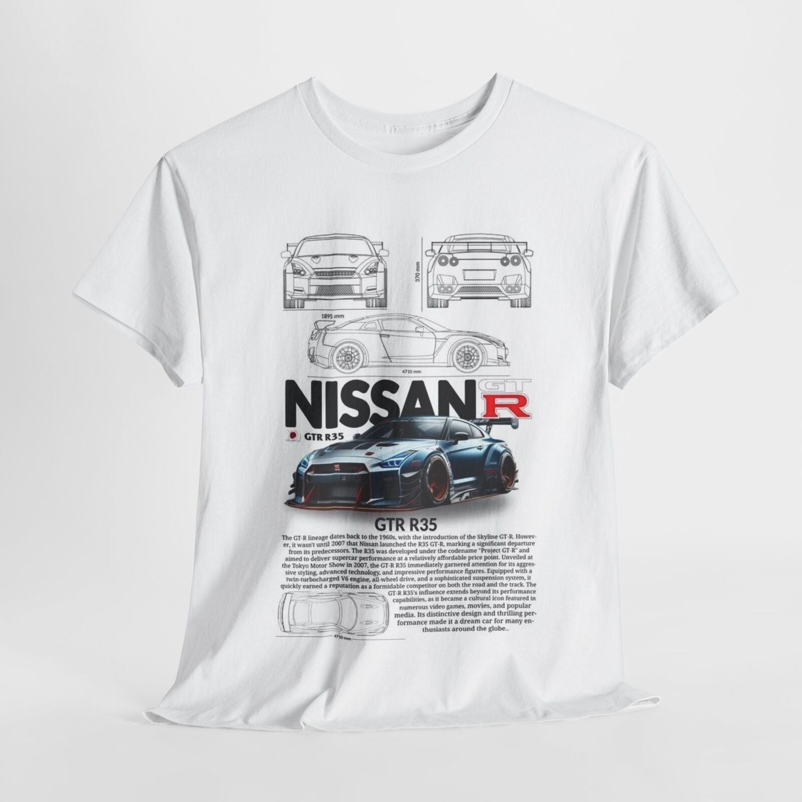 Nissan GTR R35 Design Unisex T-Shirt for Men & Women - Technical Apparel Tee