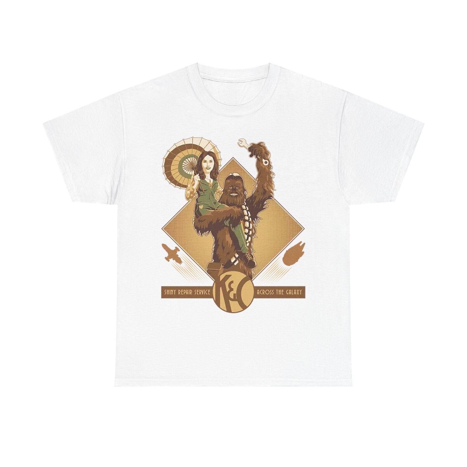 Vintage Star Wars T-Shirt Chewbacca & Leia Retro Design, Galactic Repair Service