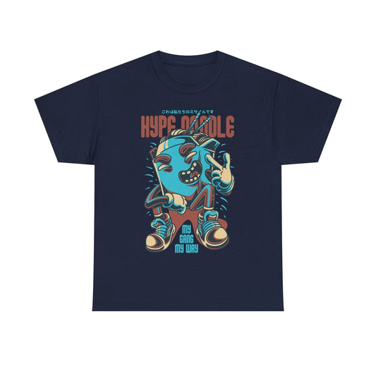"Vibrant Men's T-Shirt with Cartoon Hype Noodle Design - My Gang My Way Style"