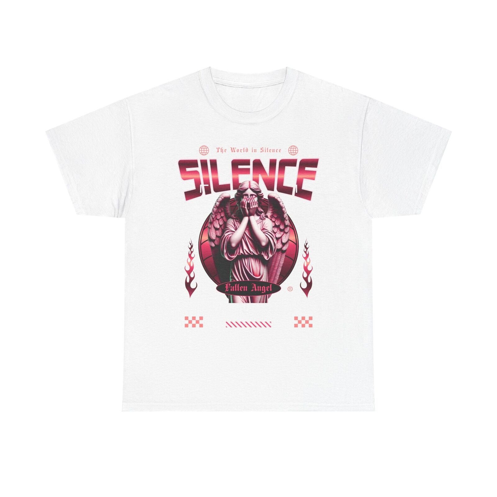 Fallen Angel Graphic Men's T-Shirt: Bold Silence with Stylish Stained Glass Art