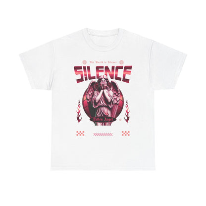 Fallen Angel Graphic Men's T-Shirt: Bold Silence with Stylish Stained Glass Art