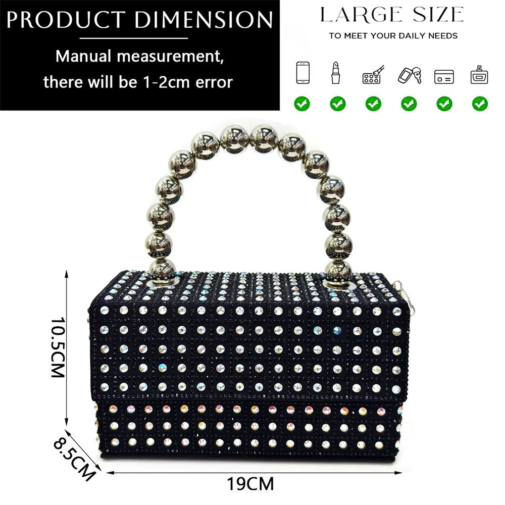 Chic yellow handbag with metal handle, complementing the stylish yellow rhinestone pumps, ideal for fashion-forward women.