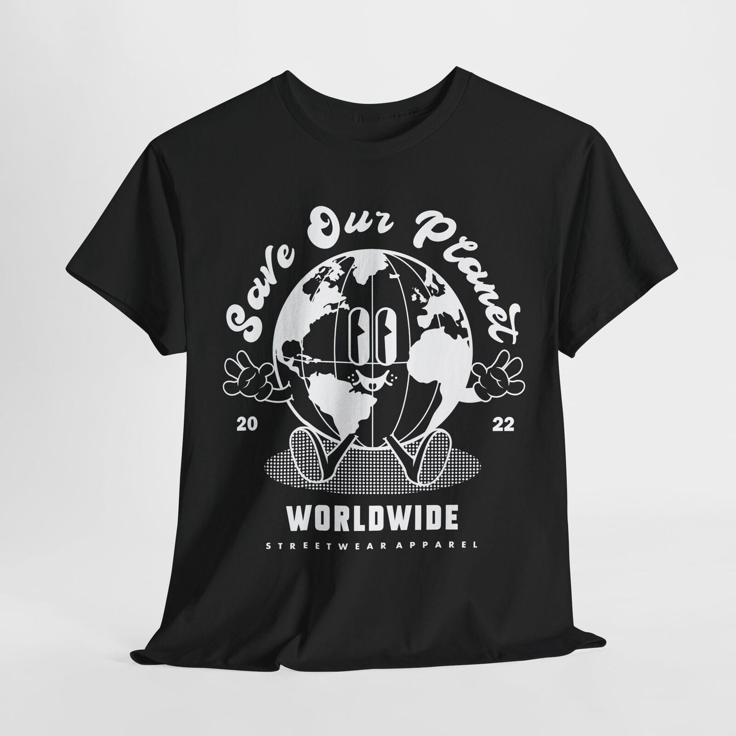 Save Our Planet Men's T-Shirt Retro Globe Graphic | Worldwide Streetwear Apparel