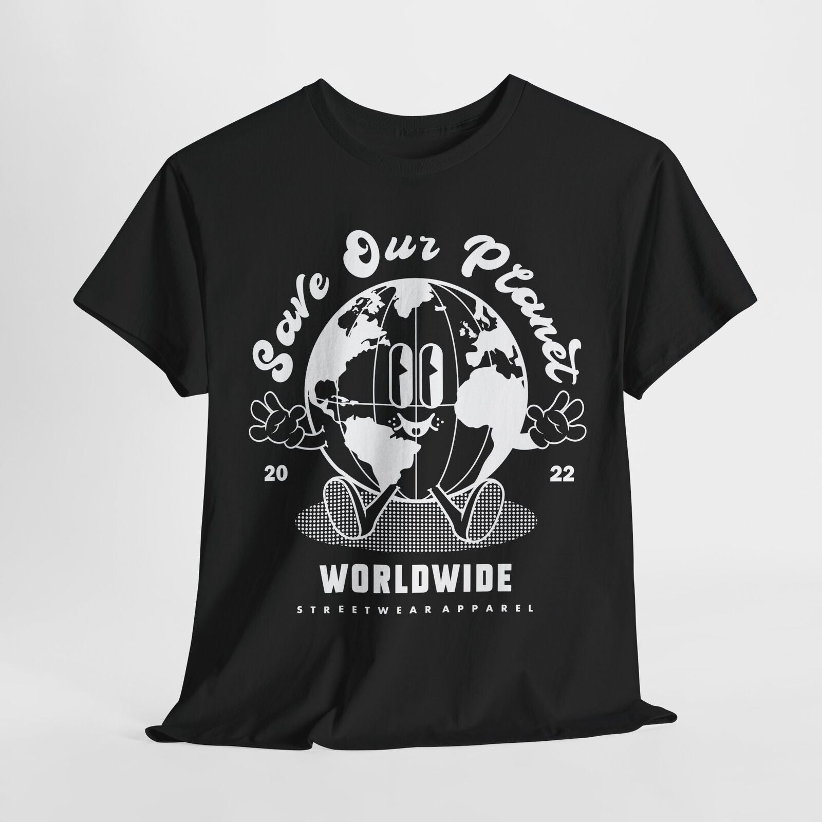 Save Our Planet Men's T-Shirt Retro Globe Graphic | Worldwide Streetwear Apparel