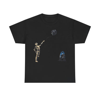 Star Wars T-Shirt - C-3PO & R2-D2 with Death Star Balloon - Funny Graphic Men's