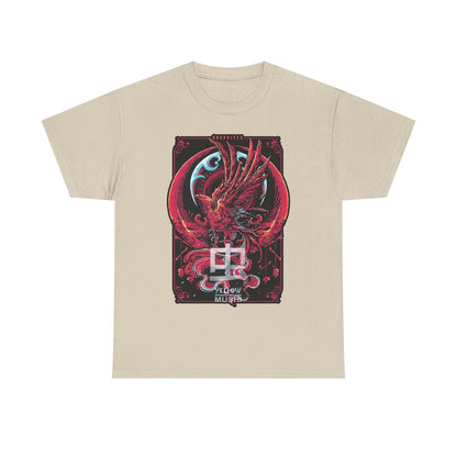 Vibrant Men's T-Shirt: Mythical Phoenix Graphic Art with Ornate Swirls & Details