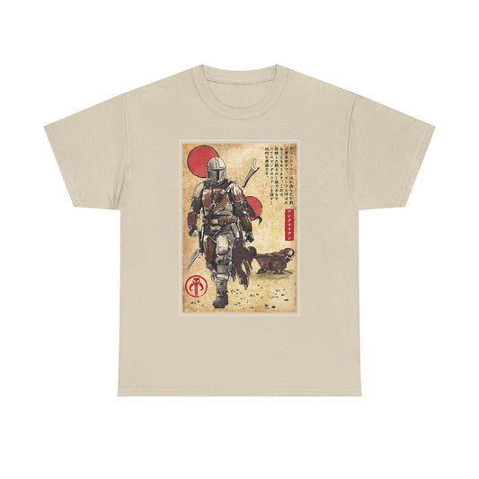 Stylized Mandalorian T-Shirt: Unique Star Wars Art Design with Japanese Touch