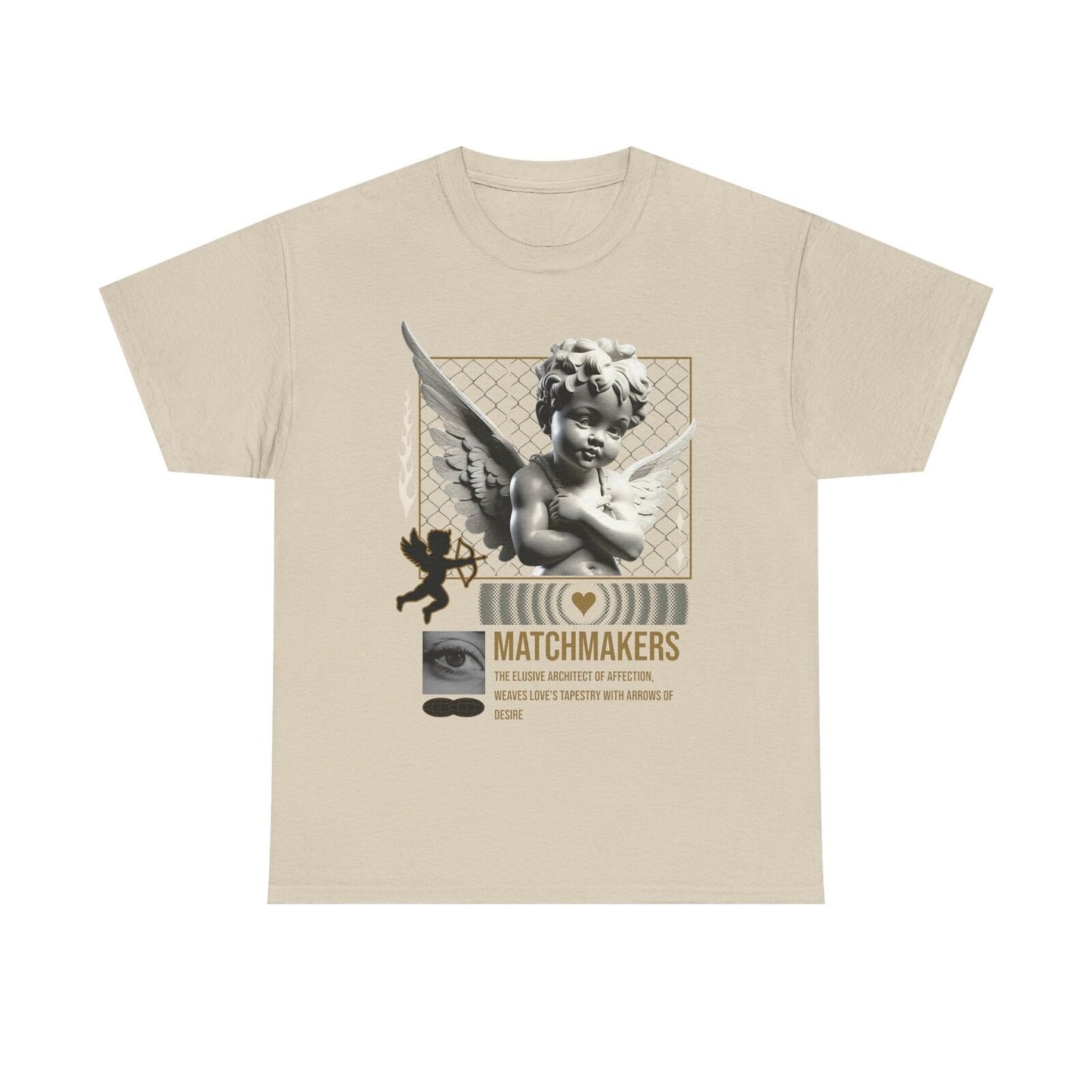Men's T-Shirt Grayscale Angel Design, Bold Matchmakers Text & Artistic Elements