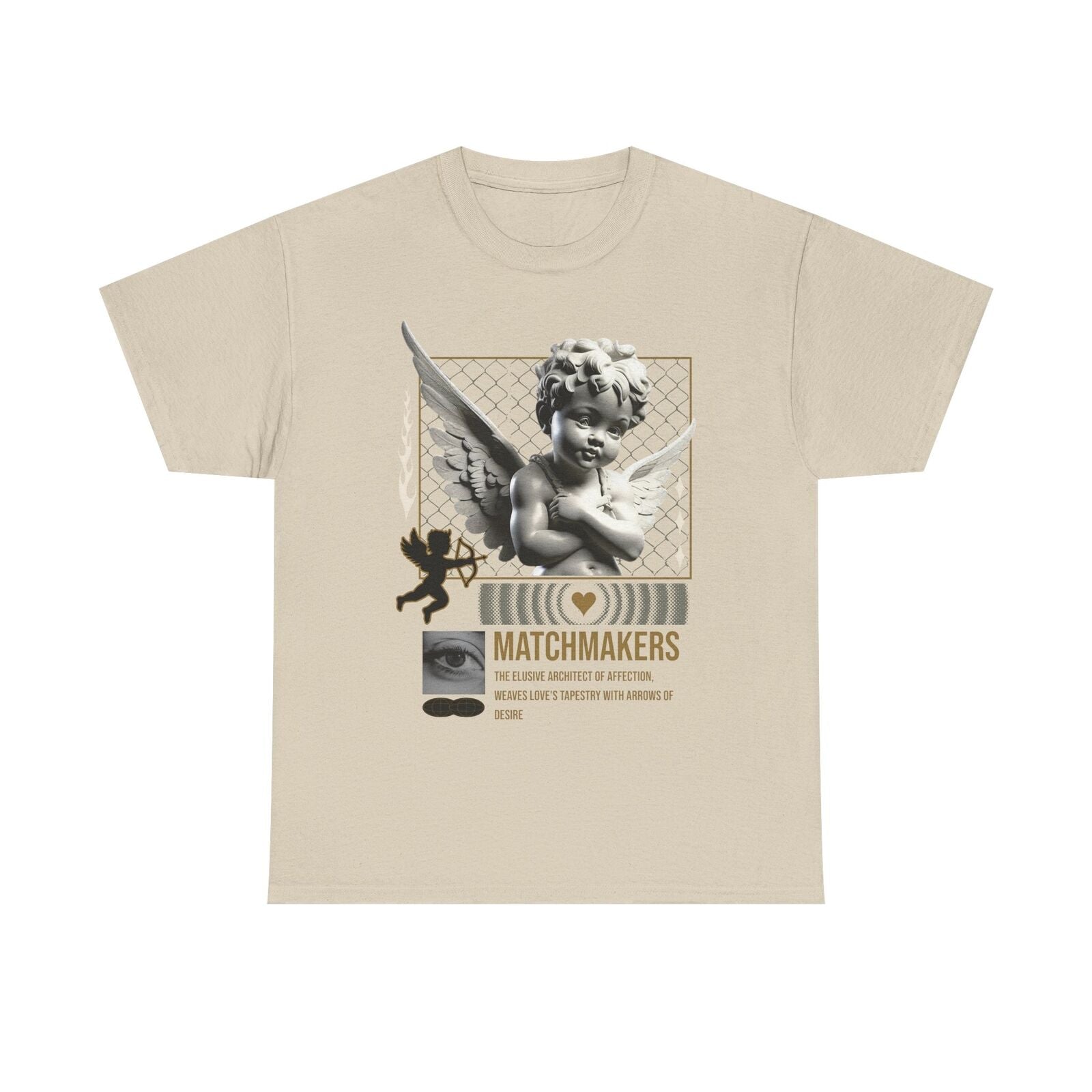 Men's T-Shirt Grayscale Angel Design, Bold Matchmakers Text & Artistic Elements