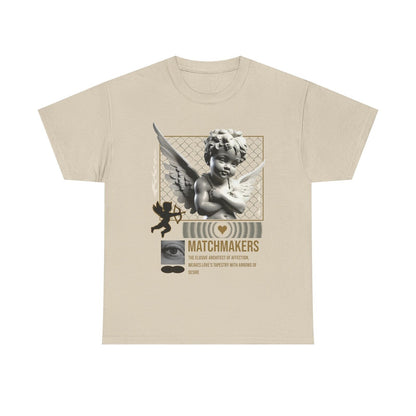 Men's T-Shirt Grayscale Angel Design, Bold Matchmakers Text & Artistic Elements