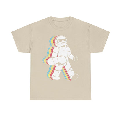 Skateboard Stormtrooper T-Shirt: Retro Rainbow Design for Star Wars Fans!