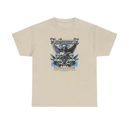 Stylish Men's T-Shirt with Cherubs Holding Guns - Bold "Consequences" Graphic