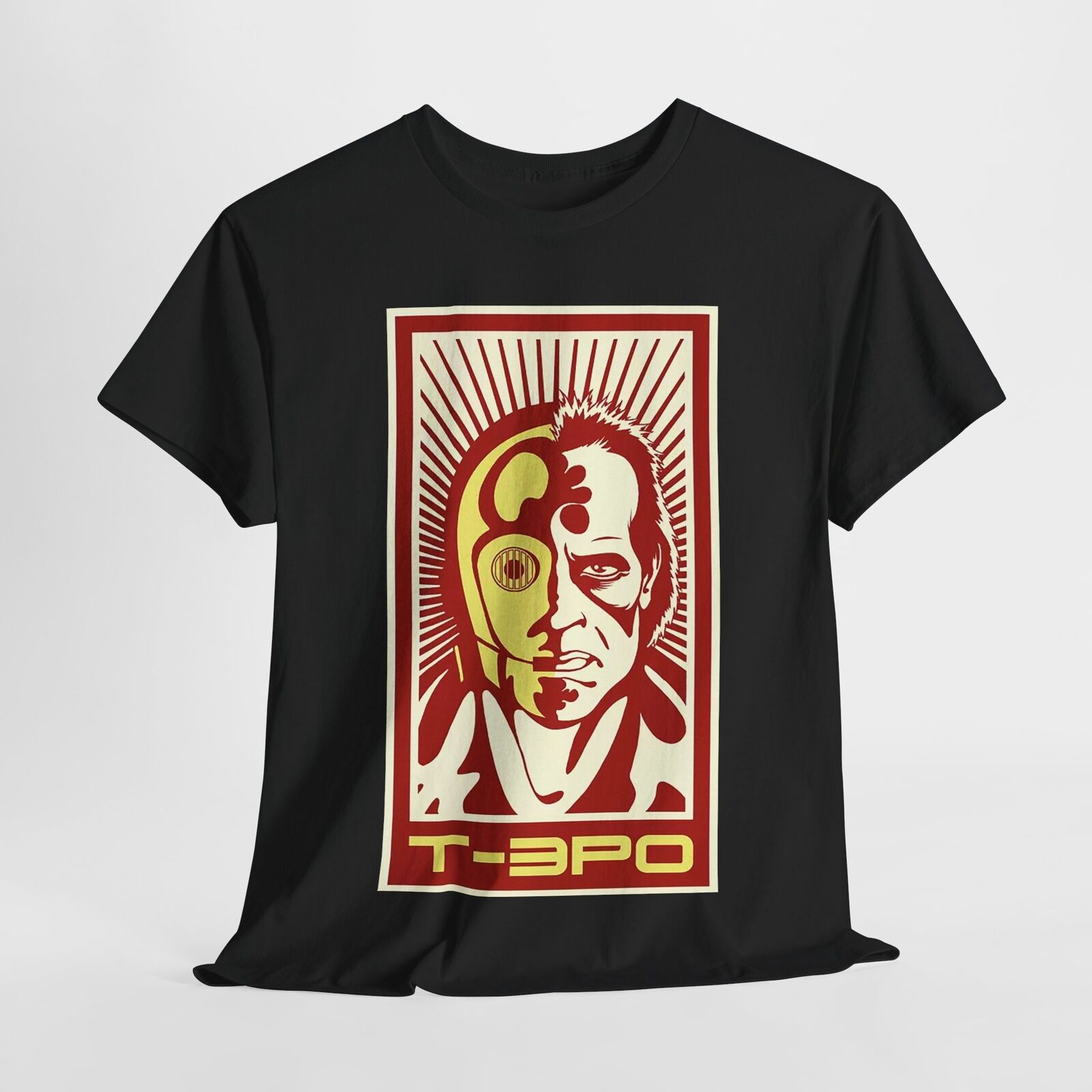Epic C-3PO x Terminator T-Shirt Design: Bold Graphic Mashup for Fans!