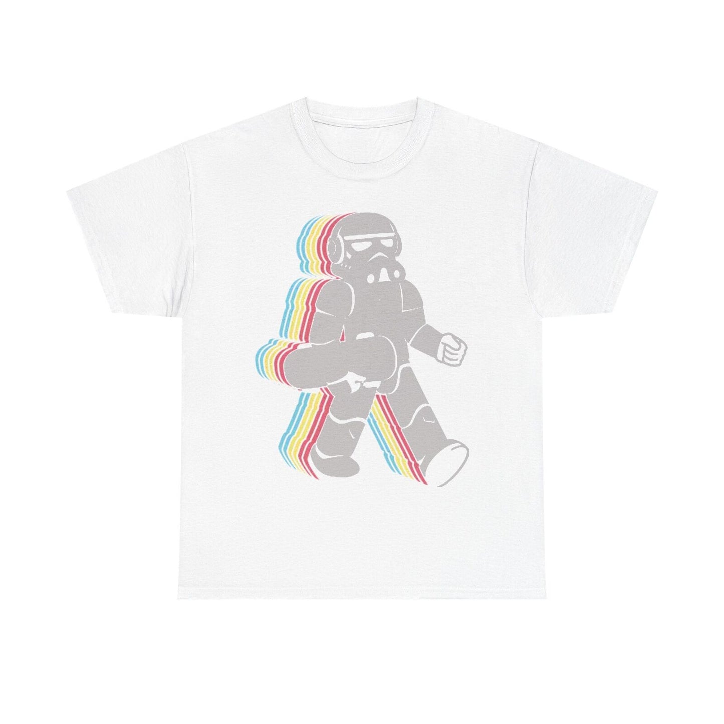Skateboard Stormtrooper T-Shirt: Retro Rainbow Design for Star Wars Fans!