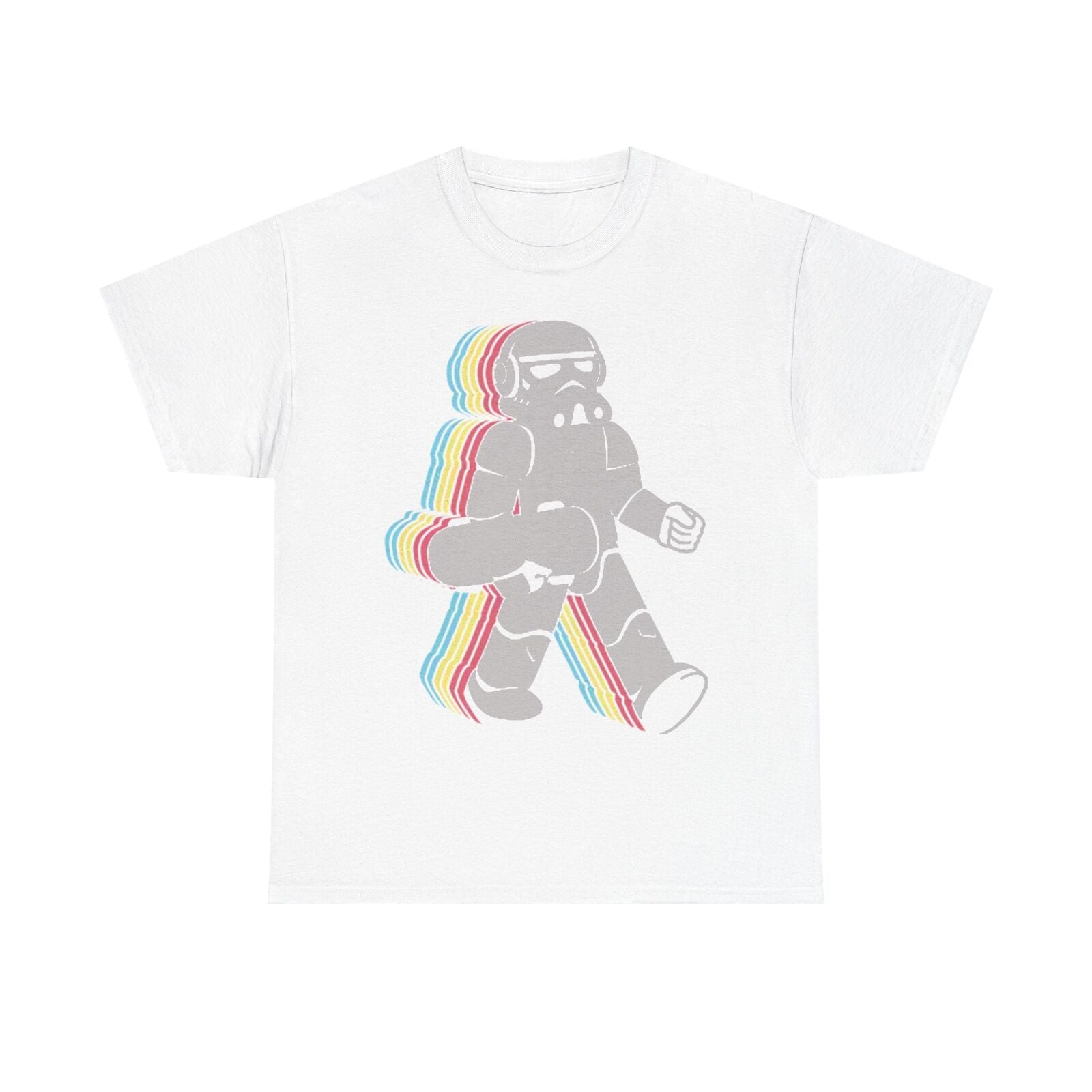Skateboard Stormtrooper T-Shirt: Retro Rainbow Design for Star Wars Fans!