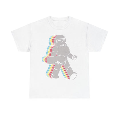 Skateboard Stormtrooper T-Shirt: Retro Rainbow Design for Star Wars Fans!