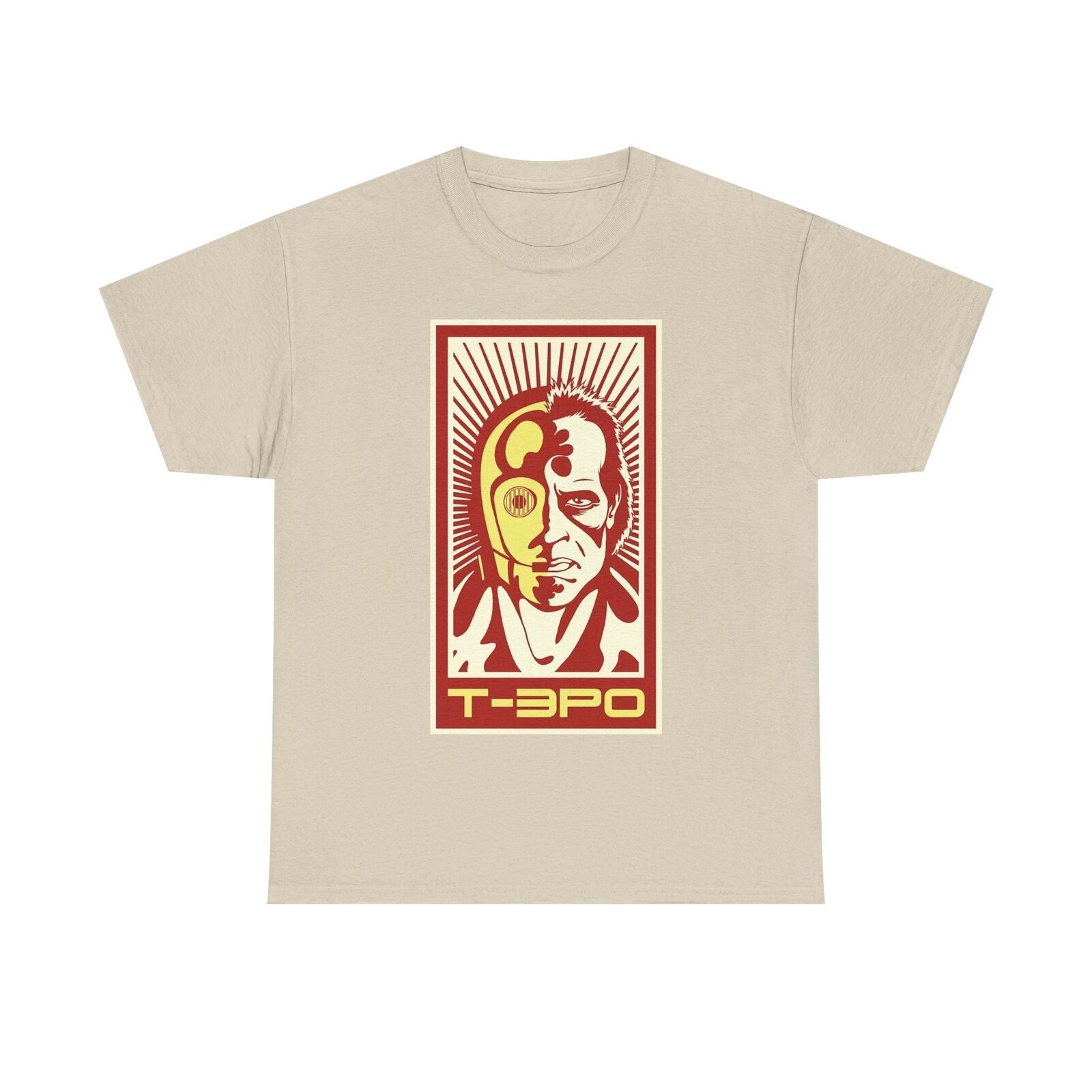 Epic C-3PO x Terminator T-Shirt Design: Bold Graphic Mashup for Fans!
