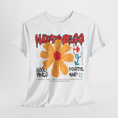 Vibrant Men's T-Shirt Bold Graffiti Flower Design and Inspiring Positive Quote
