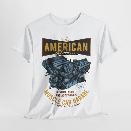 American Classic Muscle Car Garage Men's T-Shirt Custom Engines 1973 Design Tee
