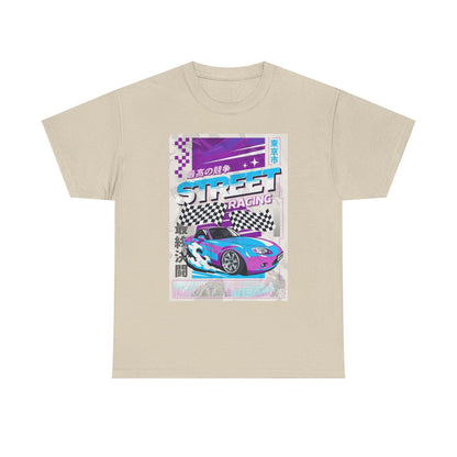 Dynamic Mazda Miata T-Shirt Design: Bold, Retro Street Racing Graphic Apparel!