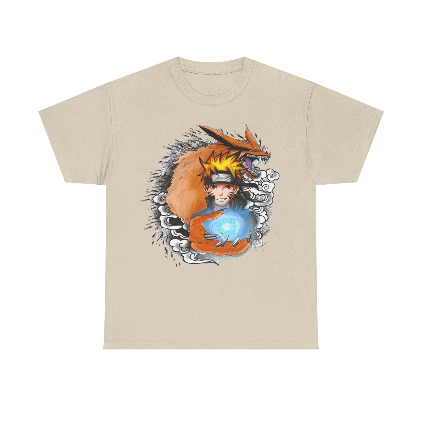 Men's Naruto Uzumaki T-Shirt: Vibrant Anime Art with Chakra Sphere & Fox Design