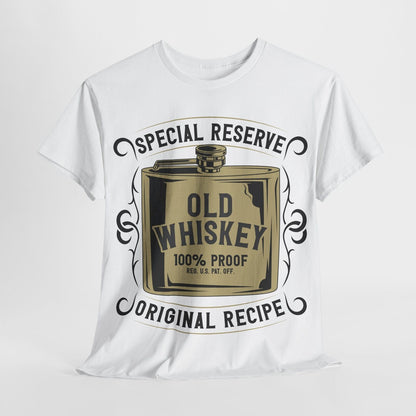 Vintage Men's T-Shirt with Stylish Old Whiskey Hip Flask Graphic Design Elements